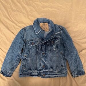 boy blue denim jacket brand old navy size extra small button down pocket all